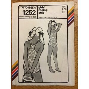 Girls Racing Suit Pattern UNCUT Bathing Suit Swimsuit Stretch and Sew 1252
